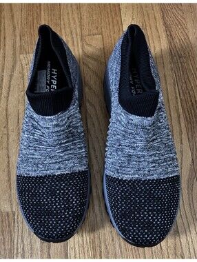 Hyper Black Gray Heather Gray Comfy Memory Foam Sneakers Size 10.5 Slip On Shoes